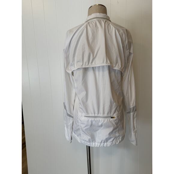 Nike Jacket Womens Large White FitStorm Full Zip Windbreaker Reflective Running - Picture 9 of 15